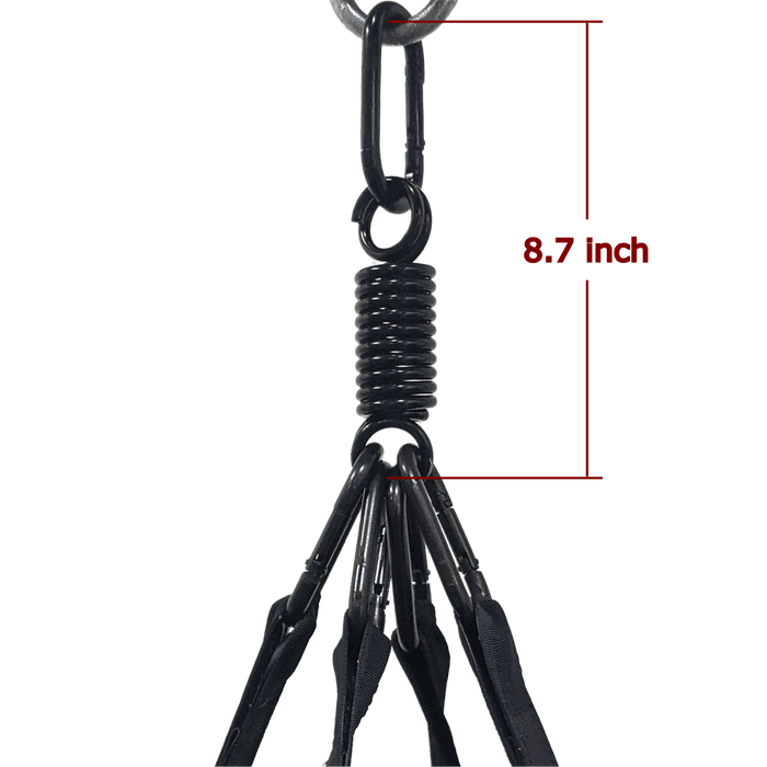 Heavy bag spring and clip showing 8.7 hanging length