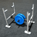 Throwdown Super Sled with two 35 lb weights mounted. On padded gym floor.