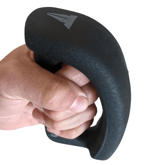 knux 3 lb hand weight in closed fist showing comfortable and secure grip